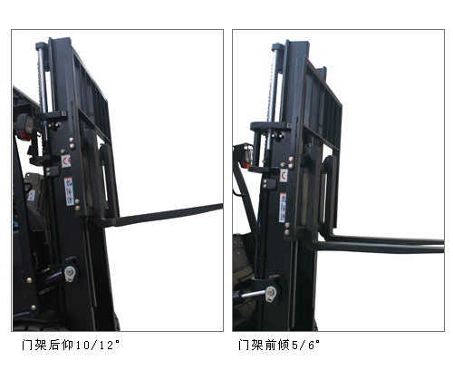 四支点电动叉车门架角度展示