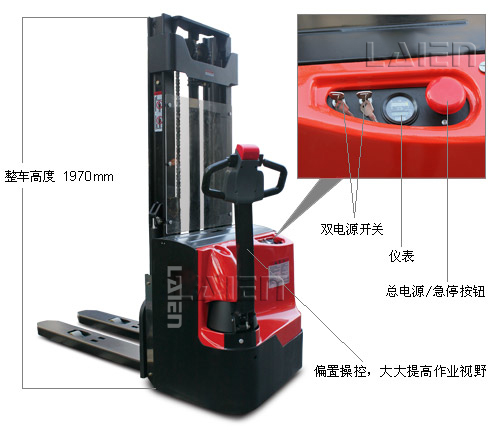 双起升步行式电动堆高车图片展示